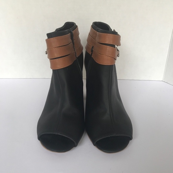 Qupid open toe heeled booties black tan 8 - Picture 3 of 8